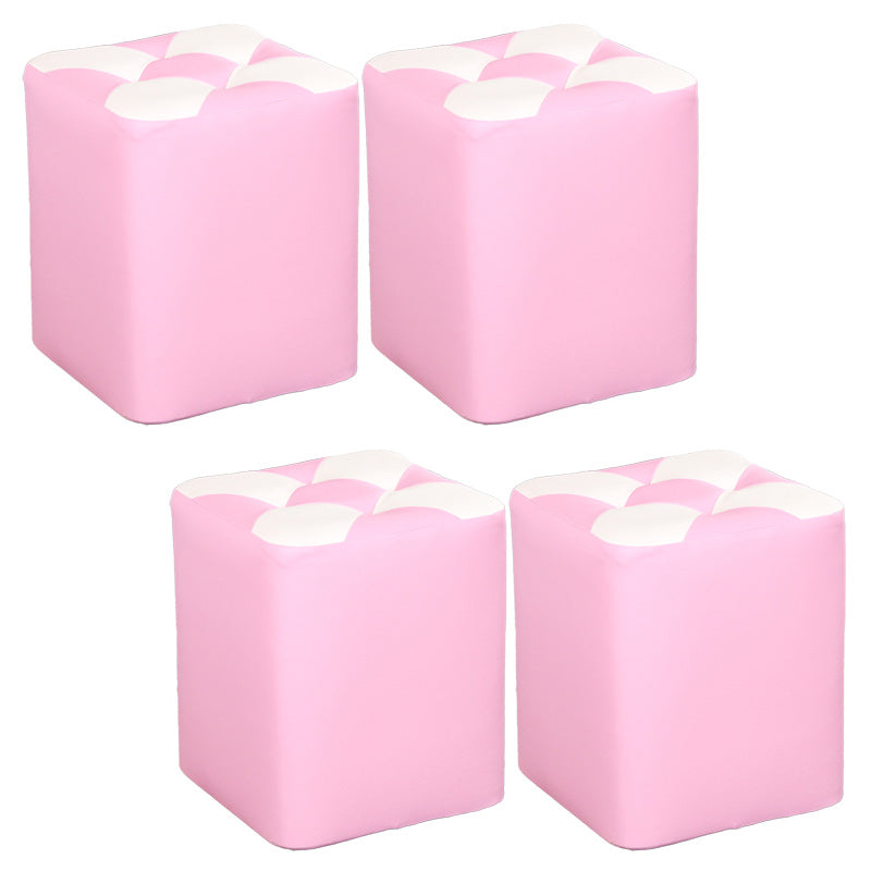Color Panel Pouf Ottoman Stain Resistant Square Faux Leather Tufted Ottoman 11"L x 11"W x 14"H Pink 4 Piece Set Clearhalo 'furn' 'furn_ottomans_poufs' 'Furniture' 'Living Room Furniture' 'Ottomans & Poufs' 'ottomans_poufs' 6453606