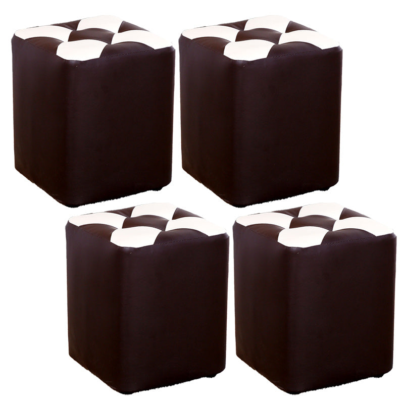 Color Panel Pouf Ottoman Stain Resistant Square Faux Leather Tufted Ottoman 11"L x 11"W x 14"H Brown 4 Piece Set Clearhalo 'furn' 'furn_ottomans_poufs' 'Furniture' 'Living Room Furniture' 'Ottomans & Poufs' 'ottomans_poufs' 6453609