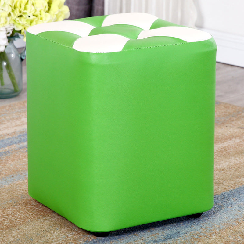 Color Panel Pouf Ottoman Stain Resistant Square Faux Leather Tufted Ottoman 11"L x 11"W x 14"H Green 1 Piece Clearhalo 'furn' 'furn_ottomans_poufs' 'Furniture' 'Living Room Furniture' 'Ottomans & Poufs' 'ottomans_poufs' 6453610