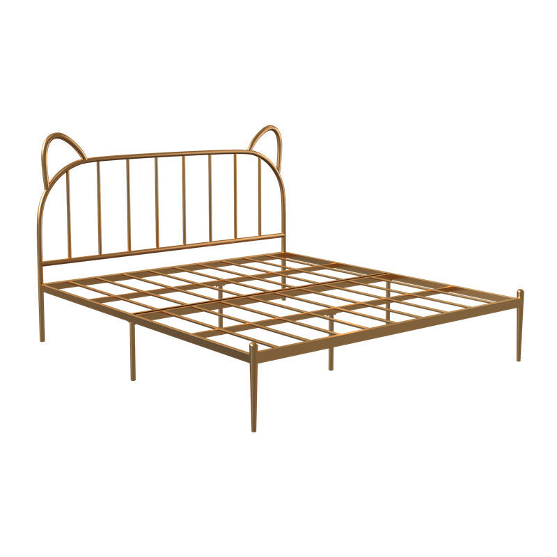 Glam Iron Open-Frame Bed with Spindle Headboard Solid Color in Gold Clearhalo 'Bedroom Furniture' 'Beds' 'furn' 'furn_beds' 'Furniture' 6453688