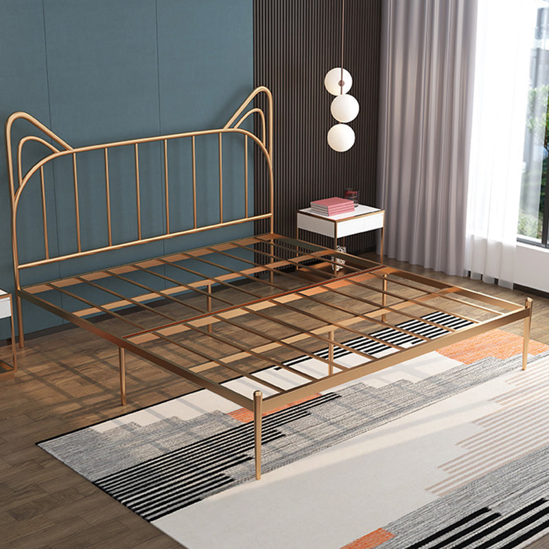 Glam Iron Open-Frame Bed with Spindle Headboard Solid Color in Gold Clearhalo 'Bedroom Furniture' 'Beds' 'furn' 'furn_beds' 'Furniture' 6453693
