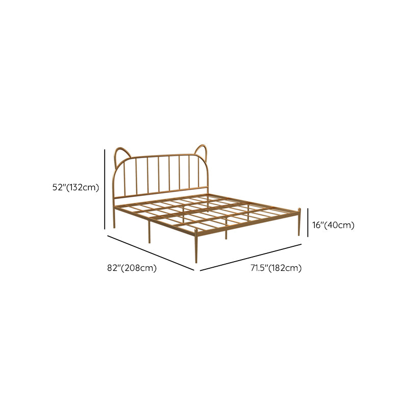 Glam Iron Open-Frame Bed with Spindle Headboard Solid Color in Gold Clearhalo 'Bedroom Furniture' 'Beds' 'furn' 'furn_beds' 'Furniture' 6453694