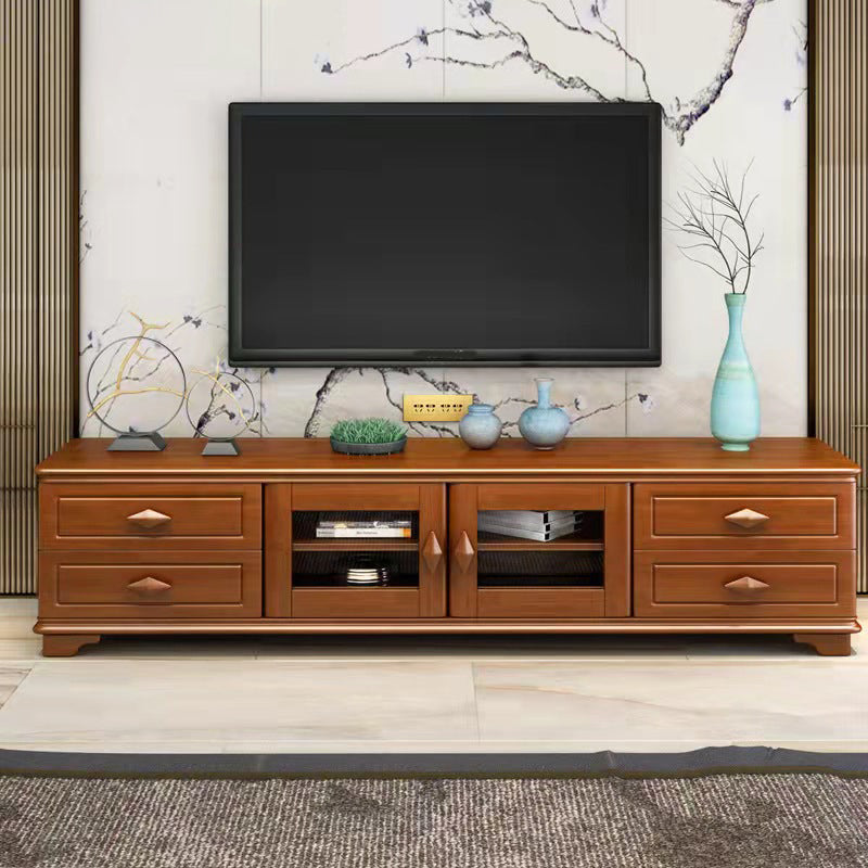 Vintage Stand Console Rubberwood TV Media Console with Drawers Clearhalo 'furn' 'furn_tv_stands_entertainment_centers' 'Furniture' 'Living Room Furniture' 'TV Stands & Entertainment Centers' 'TV Stands & Media Storage Furniture' 'tv_stands_entertainment_centers' 6457201