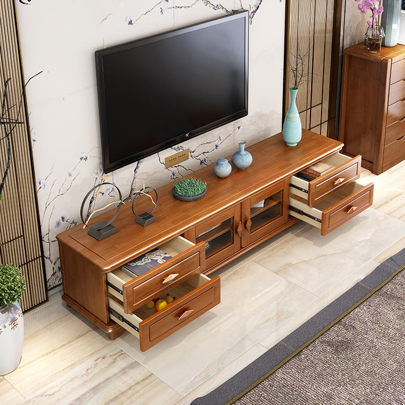 Vintage Stand Console Rubberwood TV Media Console with Drawers Clearhalo 'furn' 'furn_tv_stands_entertainment_centers' 'Furniture' 'Living Room Furniture' 'TV Stands & Entertainment Centers' 'TV Stands & Media Storage Furniture' 'tv_stands_entertainment_centers' 6457202