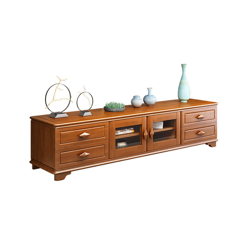 Vintage Stand Console Rubberwood TV Media Console with Drawers Clearhalo 'furn' 'furn_tv_stands_entertainment_centers' 'Furniture' 'Living Room Furniture' 'TV Stands & Entertainment Centers' 'TV Stands & Media Storage Furniture' 'tv_stands_entertainment_centers' 6457205