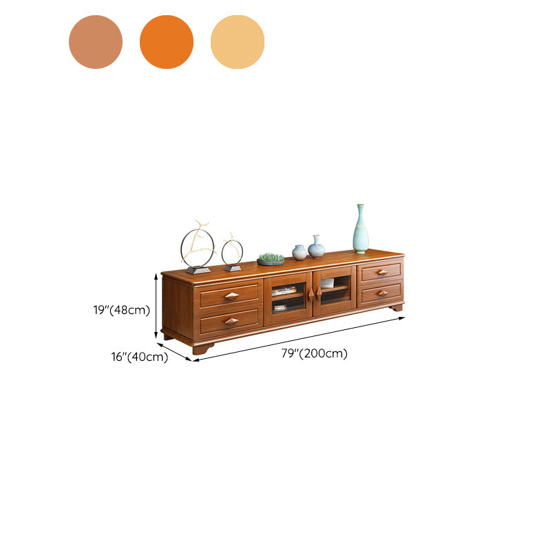 Vintage Stand Console Rubberwood TV Media Console with Drawers Clearhalo 'furn' 'furn_tv_stands_entertainment_centers' 'Furniture' 'Living Room Furniture' 'TV Stands & Entertainment Centers' 'TV Stands & Media Storage Furniture' 'tv_stands_entertainment_centers' 6457211