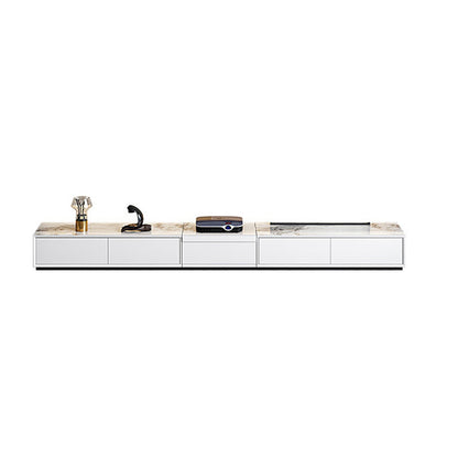 Contemporary Media Console TV Stand Stone TV Stand Console with Drawers 86.6"L x 15.4"W x 11.8"H Clearhalo 'furn' 'furn_tv_stands_entertainment_centers' 'Furniture' 'Living Room Furniture' 'TV Stands & Entertainment Centers' 'TV Stands & Media Storage Furniture' 'tv_stands_entertainment_centers' 6457216