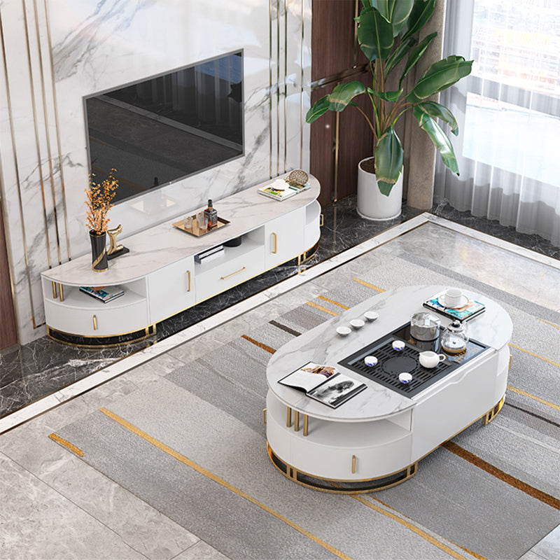 Stone Media Console Contemporary TV Stand Console for Living Room Clearhalo 'furn' 'furn_tv_stands_entertainment_centers' 'Furniture' 'Living Room Furniture' 'TV Stands & Entertainment Centers' 'TV Stands & Media Storage Furniture' 'tv_stands_entertainment_centers' 6457228