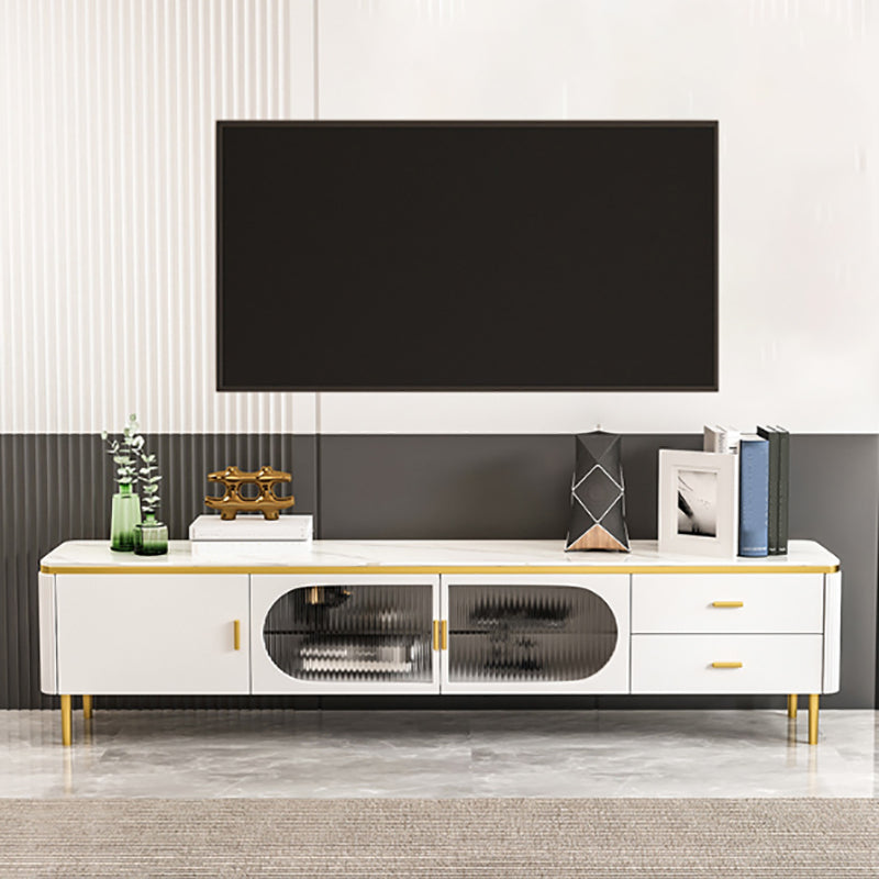 Stone Media Console Enclosed Storage TV Stand Console with Drawers 79"L x 16"W x 20"H Clearhalo 'furn' 'furn_tv_stands_entertainment_centers' 'Furniture' 'Living Room Furniture' 'TV Stands & Entertainment Centers' 'TV Stands & Media Storage Furniture' 'tv_stands_entertainment_centers' 6457236