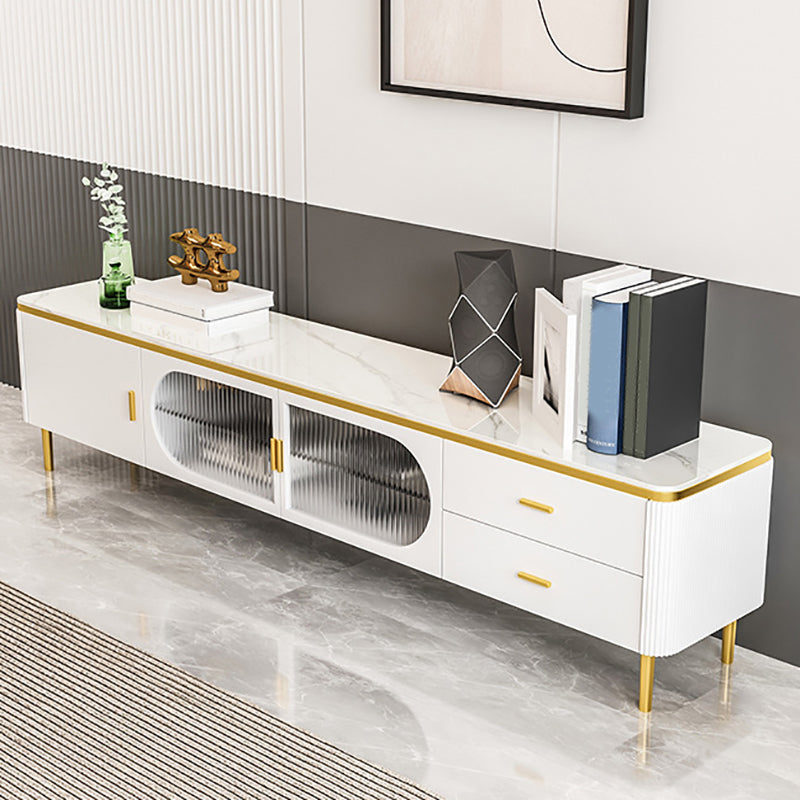 Stone Media Console Enclosed Storage TV Stand Console with Drawers 87"L x 16"W x 20"H Clearhalo 'furn' 'furn_tv_stands_entertainment_centers' 'Furniture' 'Living Room Furniture' 'TV Stands & Entertainment Centers' 'TV Stands & Media Storage Furniture' 'tv_stands_entertainment_centers' 6457237