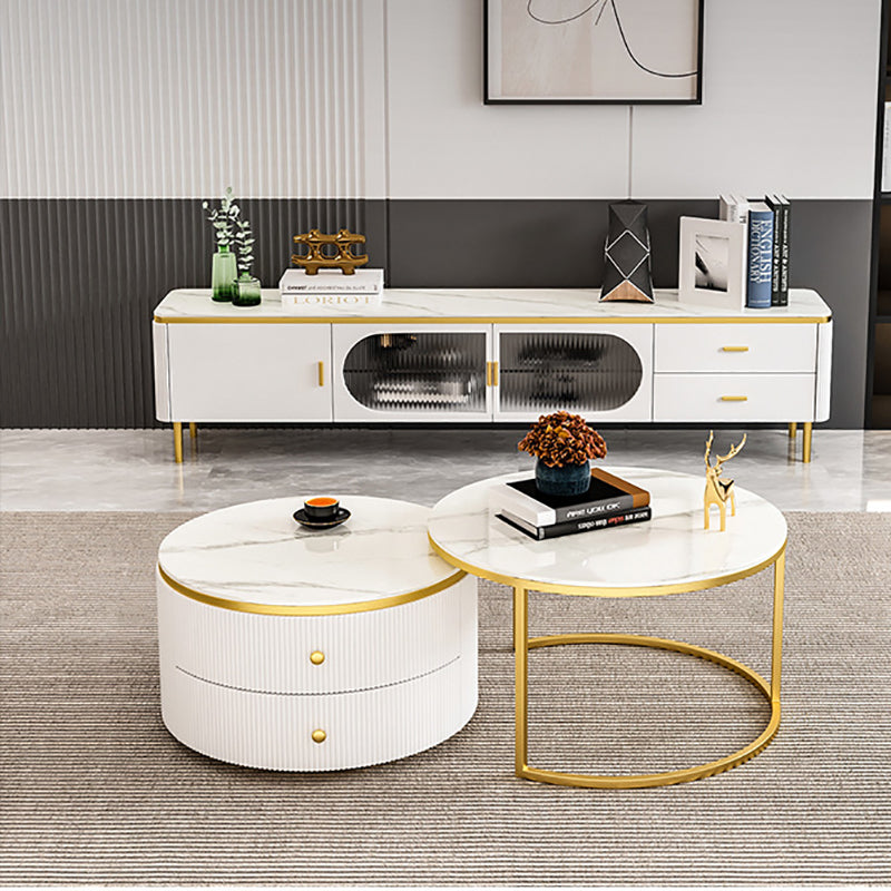 Stone Media Console Enclosed Storage TV Stand Console with Drawers Clearhalo 'furn' 'furn_tv_stands_entertainment_centers' 'Furniture' 'Living Room Furniture' 'TV Stands & Entertainment Centers' 'TV Stands & Media Storage Furniture' 'tv_stands_entertainment_centers' 6457244