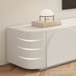 Eigentijdse TV-console van wit hout met ingebouwde opbergruimte TV-standaardconsole voor woonkamer