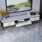 Contemporary TV Console Stone Open Storage TV Stand Console with Drawers and Doors