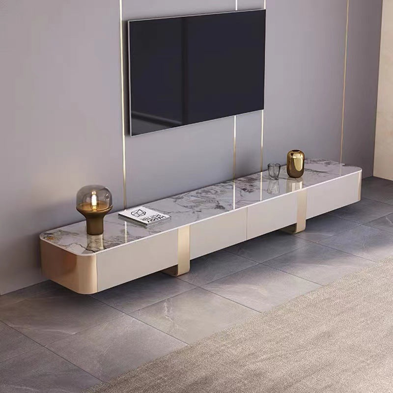 Contemporary TV Console Stone Enclosed Storage TV Stand Console with Drawers 87"L x 16"W x 14"H Clearhalo 'furn' 'furn_tv_stands_entertainment_centers' 'Furniture' 'Living Room Furniture' 'TV Stands & Entertainment Centers' 'TV Stands & Media Storage Furniture' 'tv_stands_entertainment_centers' 6457297