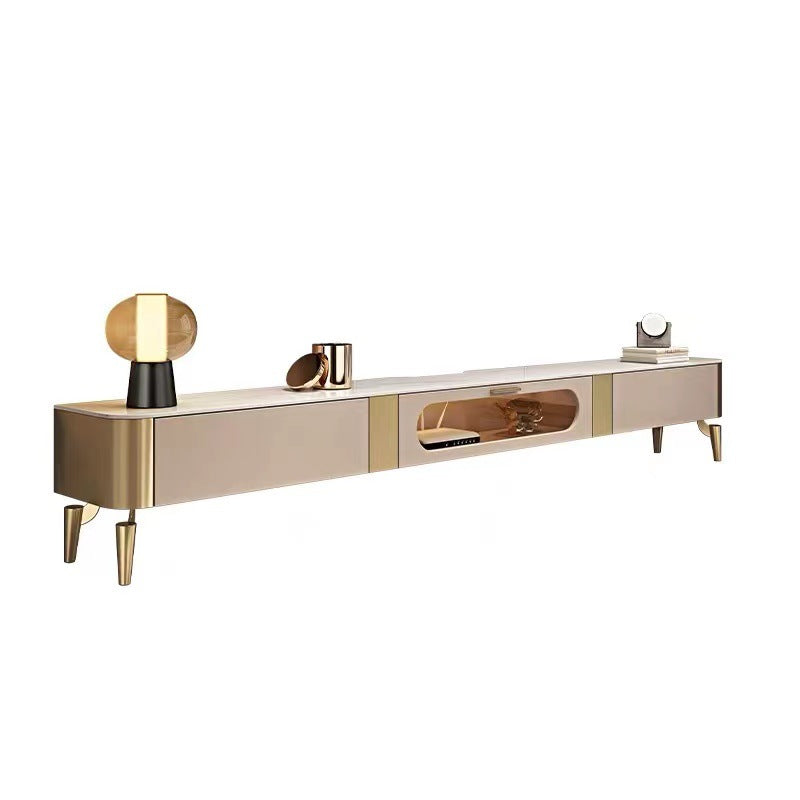 Glam Stone Stand Console Drawers Included Media Console with Doors 79"L x 16"W x 17"H Clearhalo 'furn' 'furn_tv_stands_entertainment_centers' 'Furniture' 'Living Room Furniture' 'TV Stands & Entertainment Centers' 'TV Stands & Media Storage Furniture' 'tv_stands_entertainment_centers' 6457324
