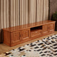 Consola de almacenamiento abierta vintage Consola multimedia de madera de caucho con puertas