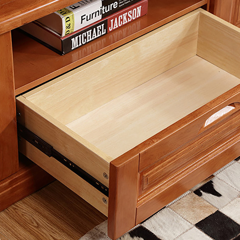 Consola de almacenamiento abierta vintage Consola multimedia de madera de caucho con puertas