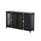 Glam Curio Cabinet Glass Doors Metal Buffet Cabinet with Doors for Living Room