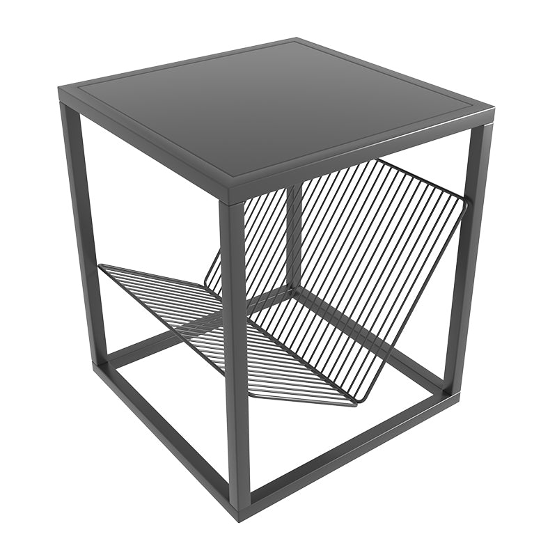 1 Shelf Metal Nightstand Industrial Open Storage Night Table ,19.7" Tall Black 1 Piece Clearhalo 'Bedroom Furniture' 'furn' 'furn_night_stand' 'Furniture' 'night_stand' 'Nightstands' 6457451