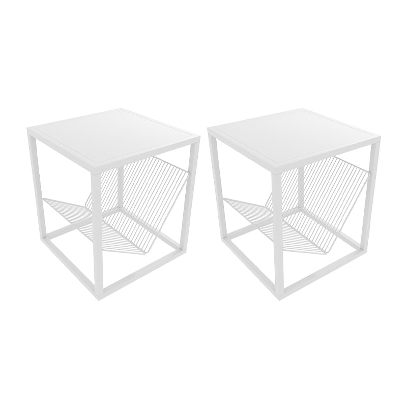 1 Shelf Metal Nightstand Industrial Open Storage Night Table ,19.7" Tall White 2 Piece Set Clearhalo 'Bedroom Furniture' 'furn' 'furn_night_stand' 'Furniture' 'night_stand' 'Nightstands' 6457457