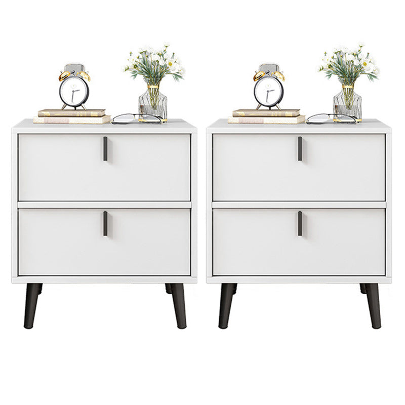 Contemporary Nightstand Faux Wood Bedside Cabinet for Bedroom 16"L x 16"W x 20"H White 2 Piece Set Clearhalo 'Bedroom Furniture' 'furn' 'furn_night_stand' 'Furniture' 'night_stand' 'Nightstands' 6457554