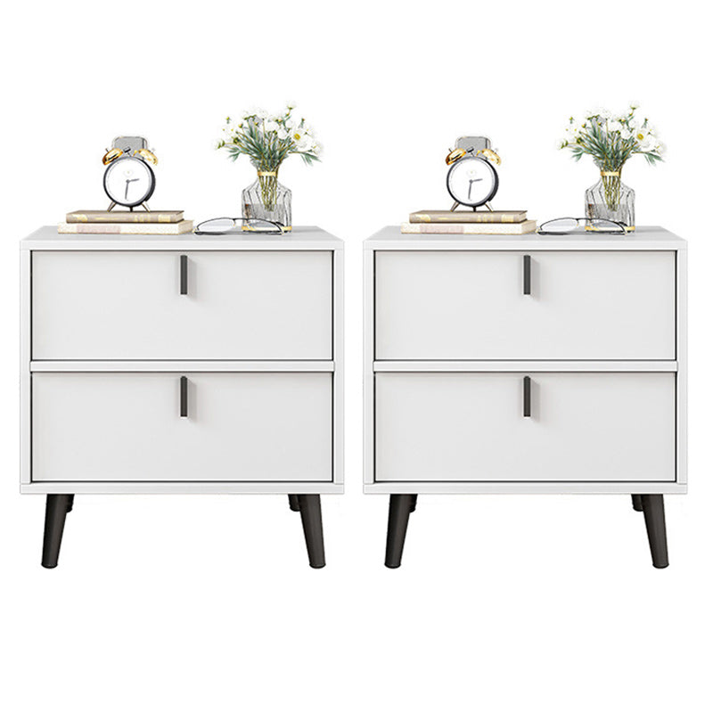 Contemporary Nightstand Faux Wood Bedside Cabinet for Bedroom 20"L x 16"W x 20"H White 2 Piece Set Clearhalo 'Bedroom Furniture' 'furn' 'furn_night_stand' 'Furniture' 'night_stand' 'Nightstands' 6457555
