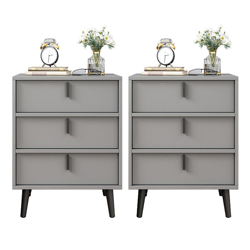 Contemporary Nightstand Faux Wood Bedside Cabinet for Bedroom 16"L x 16"W x 22"H Grey 2 Piece Set Clearhalo 'Bedroom Furniture' 'furn' 'furn_night_stand' 'Furniture' 'night_stand' 'Nightstands' 6457558