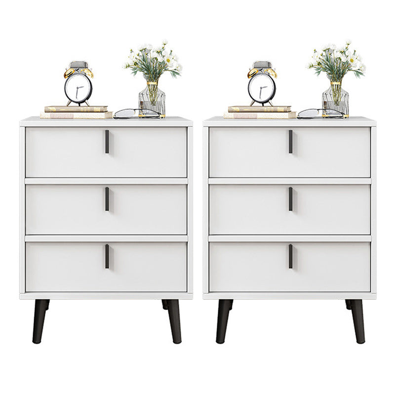 Contemporary Nightstand Faux Wood Bedside Cabinet for Bedroom 16"L x 16"W x 22"H White 2 Piece Set Clearhalo 'Bedroom Furniture' 'furn' 'furn_night_stand' 'Furniture' 'night_stand' 'Nightstands' 6457560
