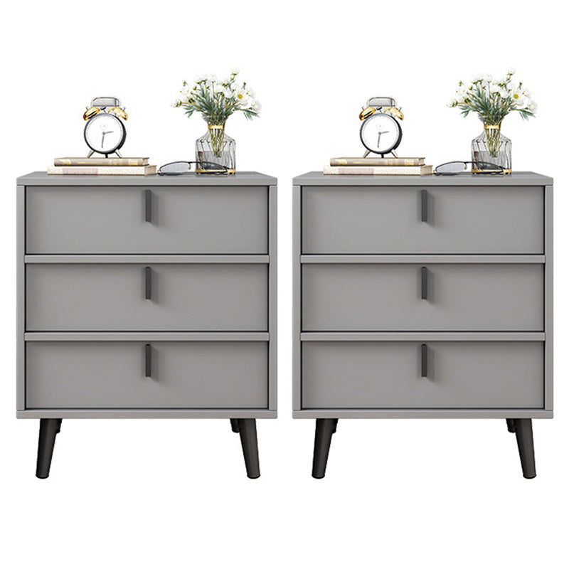Contemporary Nightstand Faux Wood Bedside Cabinet for Bedroom 19.7"L x 15.7"W x 22"H Grey 2 Piece Set Clearhalo 'Bedroom Furniture' 'furn' 'furn_night_stand' 'Furniture' 'night_stand' 'Nightstands' 6457561