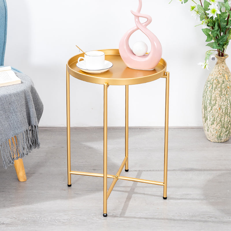 Open Storage Bed Nightstand Industrial Accent Table Nightstand for Bedroom 16"L x 16"W x 20"H Gold 1 Piece Clearhalo 'Bedroom Furniture' 'furn' 'furn_night_stand' 'Furniture' 'night_stand' 'Nightstands' 6457600