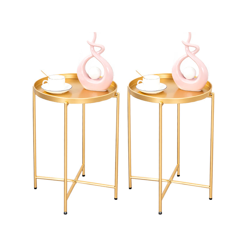 Open Storage Bed Nightstand Industrial Accent Table Nightstand for Bedroom 16"L x 16"W x 20"H Gold 2 Piece Set Clearhalo 'Bedroom Furniture' 'furn' 'furn_night_stand' 'Furniture' 'night_stand' 'Nightstands' 6457602