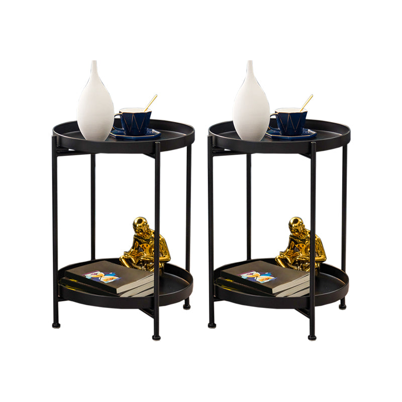 Open Storage Bed Nightstand Industrial Accent Table Nightstand for Bedroom 14.6"L x 14.6"W x 20.5"H Black 2 Piece Set Clearhalo 'Bedroom Furniture' 'furn' 'furn_night_stand' 'Furniture' 'night_stand' 'Nightstands' 6457606