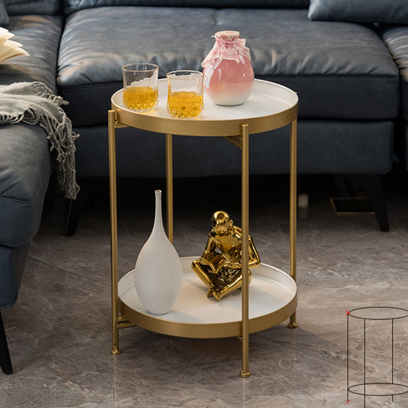 Open Storage Bed Nightstand Industrial Accent Table Nightstand for Bedroom 14.6"L x 14.6"W x 20.5"H Gold-White 1 Piece Clearhalo 'Bedroom Furniture' 'furn' 'furn_night_stand' 'Furniture' 'night_stand' 'Nightstands' 6457607