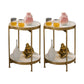 Open Storage Bed Nightstand Industrial Accent Table Nightstand for Bedroom 14.6"L x 14.6"W x 20.5"H Gold-White 2 Piece Set Clearhalo 'Bedroom Furniture' 'furn' 'furn_night_stand' 'Furniture' 'night_stand' 'Nightstands' 6457610
