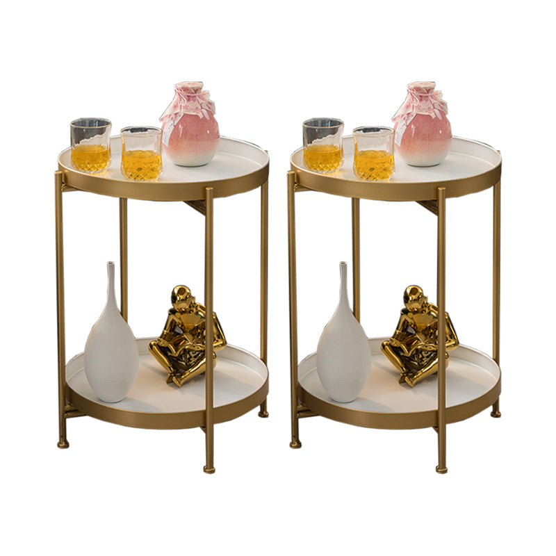 Open Storage Bed Nightstand Industrial Accent Table Nightstand for Bedroom 14.6"L x 14.6"W x 20.5"H Gold-White 2 Piece Set Clearhalo 'Bedroom Furniture' 'furn' 'furn_night_stand' 'Furniture' 'night_stand' 'Nightstands' 6457610