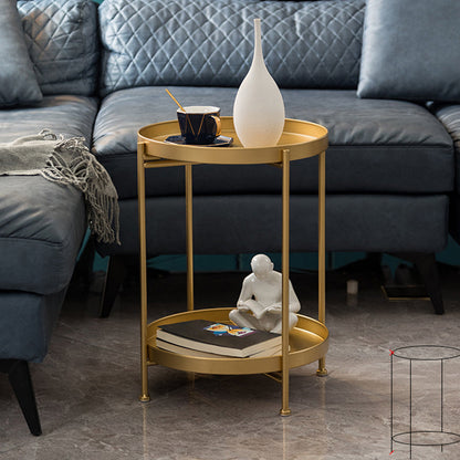 Open Storage Bed Nightstand Industrial Accent Table Nightstand for Bedroom 14.6"L x 14.6"W x 20.5"H Gold 1 Piece