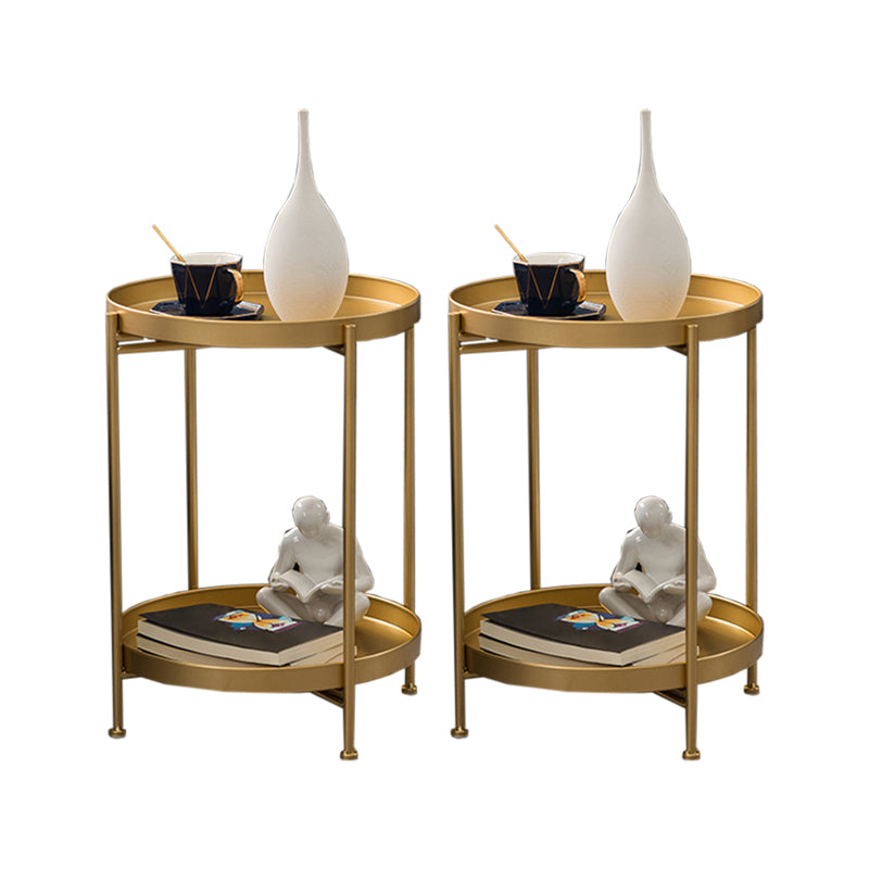 Open Storage Bed Nightstand Industrial Accent Table Nightstand for Bedroom 14.6"L x 14.6"W x 20.5"H Gold 2 Piece Set Clearhalo 'Bedroom Furniture' 'furn' 'furn_night_stand' 'Furniture' 'night_stand' 'Nightstands' 6457613