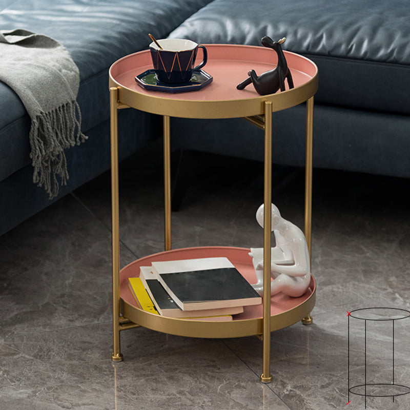 Open Storage Bed Nightstand Industrial Accent Table Nightstand for Bedroom 14.6"L x 14.6"W x 20.5"H Pink Gold 1 Piece Clearhalo 'Bedroom Furniture' 'furn' 'furn_night_stand' 'Furniture' 'night_stand' 'Nightstands' 6457620
