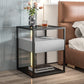 Moderner Nachttisch mit 1 Schublade, Glasplatte und 1 Ablage, 54 cm hoch