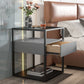 Moderner Nachttisch mit 1 Schublade, Glasplatte und 1 Ablage, 54 cm hoch