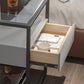 Moderner Nachttisch mit 1 Schublade, Glasplatte und 1 Ablage, 54 cm hoch