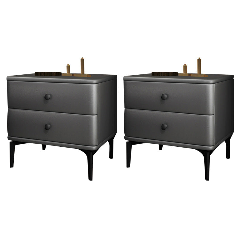 Solid Wood Nightstand Drawer Storage Bedside Cabinet for Bedroom Dark Gray 2 Piece Set Clearhalo 'Bedroom Furniture' 'furn' 'furn_night_stand' 'Furniture' 'night_stand' 'Nightstands' 6457666