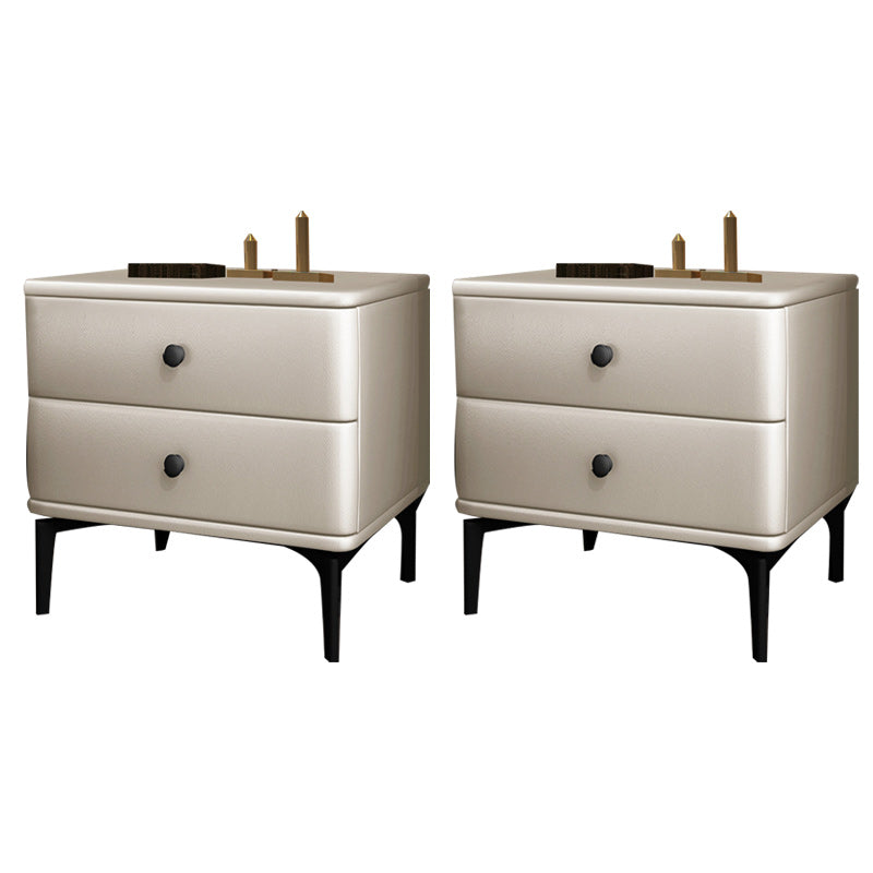 Solid Wood Nightstand Drawer Storage Bedside Cabinet for Bedroom Off-White 2 Piece Set Clearhalo 'Bedroom Furniture' 'furn' 'furn_night_stand' 'Furniture' 'night_stand' 'Nightstands' 6457679