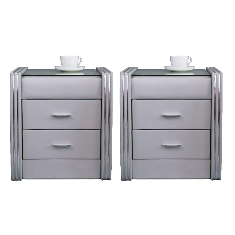 Drawer Storage Bed Nightstand Modern Accent Table Nightstand for Bedroom Light Gray 2 Piece Set Clearhalo 'Bedroom Furniture' 'furn' 'furn_night_stand' 'Furniture' 'night_stand' 'Nightstands' 6457690