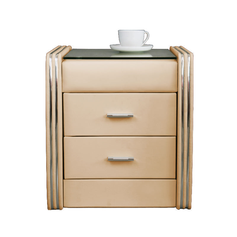 Drawer Storage Bed Nightstand Modern Accent Table Nightstand for Bedroom Beige 1 Piece Clearhalo 'Bedroom Furniture' 'furn' 'furn_night_stand' 'Furniture' 'night_stand' 'Nightstands' 6457692