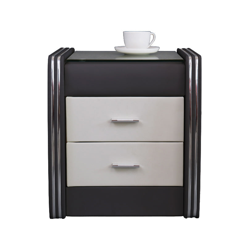 Drawer Storage Bed Nightstand Modern Accent Table Nightstand for Bedroom Black-White 1 Piece Clearhalo 'Bedroom Furniture' 'furn' 'furn_night_stand' 'Furniture' 'night_stand' 'Nightstands' 6457696
