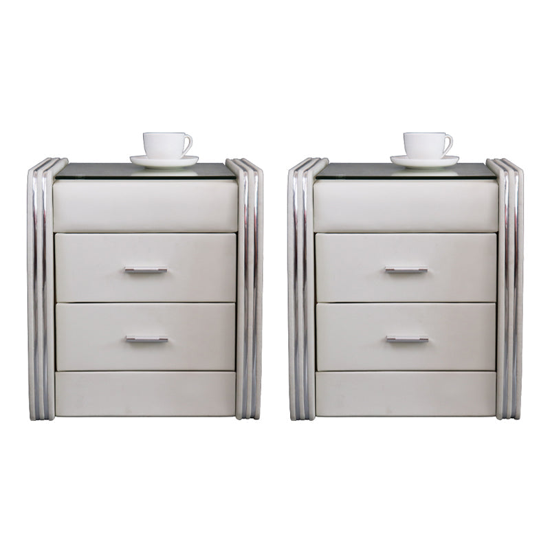 Drawer Storage Bed Nightstand Modern Accent Table Nightstand for Bedroom Off-White 2 Piece Set Clearhalo 'Bedroom Furniture' 'furn' 'furn_night_stand' 'Furniture' 'night_stand' 'Nightstands' 6457697