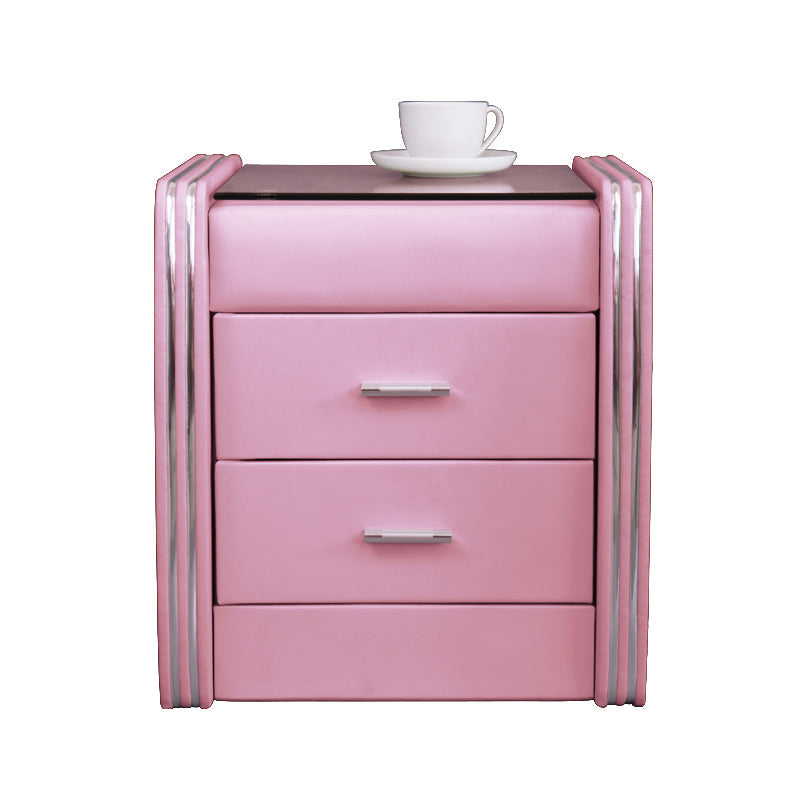 Drawer Storage Bed Nightstand Modern Accent Table Nightstand for Bedroom Pink 1 Piece Clearhalo 'Bedroom Furniture' 'furn' 'furn_night_stand' 'Furniture' 'night_stand' 'Nightstands' 6457699