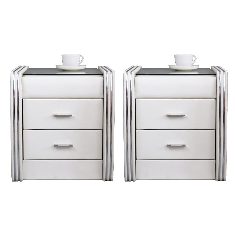 Drawer Storage Bed Nightstand Modern Accent Table Nightstand for Bedroom White 2 Piece Set Clearhalo 'Bedroom Furniture' 'furn' 'furn_night_stand' 'Furniture' 'night_stand' 'Nightstands' 6457705