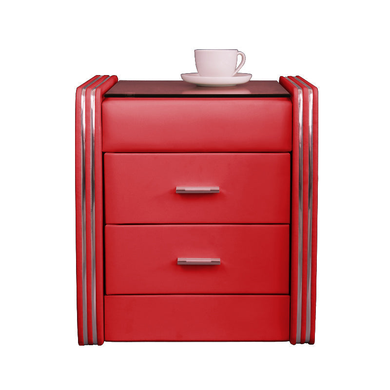 Drawer Storage Bed Nightstand Modern Accent Table Nightstand for Bedroom Red 1 Piece Clearhalo 'Bedroom Furniture' 'furn' 'furn_night_stand' 'Furniture' 'night_stand' 'Nightstands' 6457706